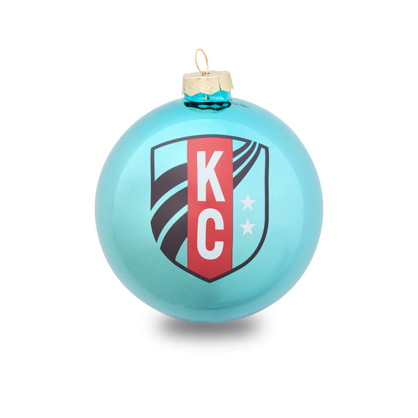 Charlie Hustle Ornament, KC Current Shield – Made in KC
