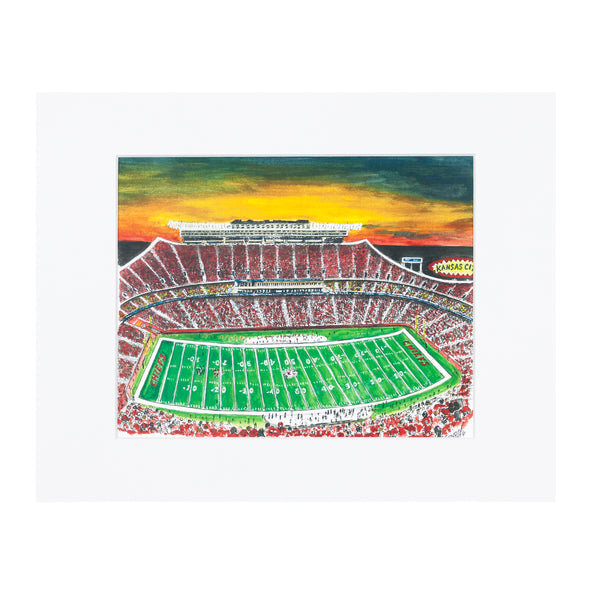 Arrowhead Stadium Print, Artist Drawn Football Stadium, Kansas City Chiefs  Football – fine-art-print – 8-x-8