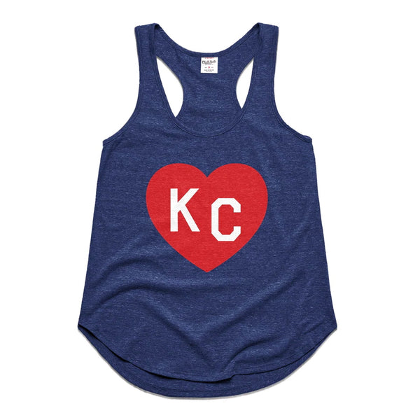 Charlie Hustle KC Heart Racerback Tank: Navy – Made in KC