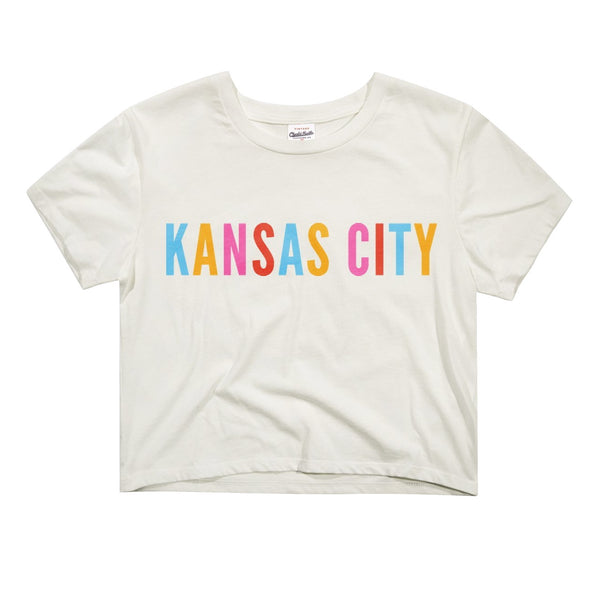 Charlie Hustle Colorful Kansas City Crop Tee - White – Made in KC
