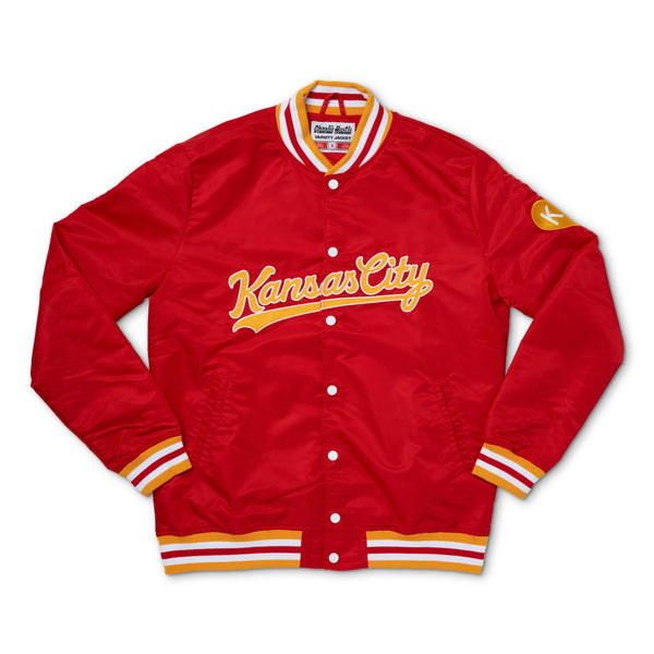 Kansas City Script Red and Gold Varsity Jacket 