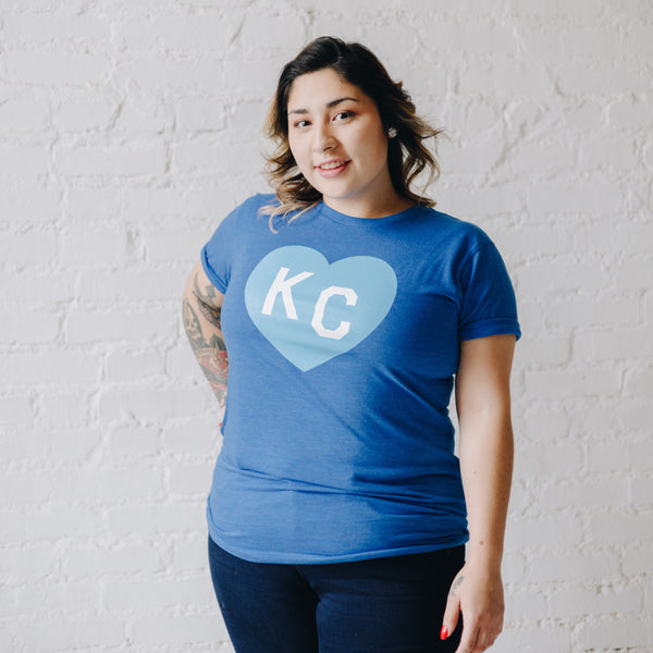 Charlie Hustle KC Heart Tee - Royal Blue On Blue – Made in KC