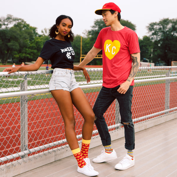Charlie Hustle KC Heart Tee - Red and Gold