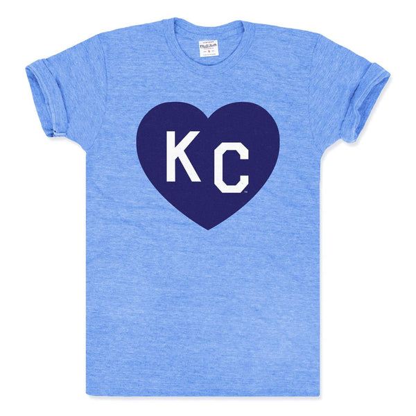 Charlie Hustle KC Heart Tee - Light Blue – Made in KC