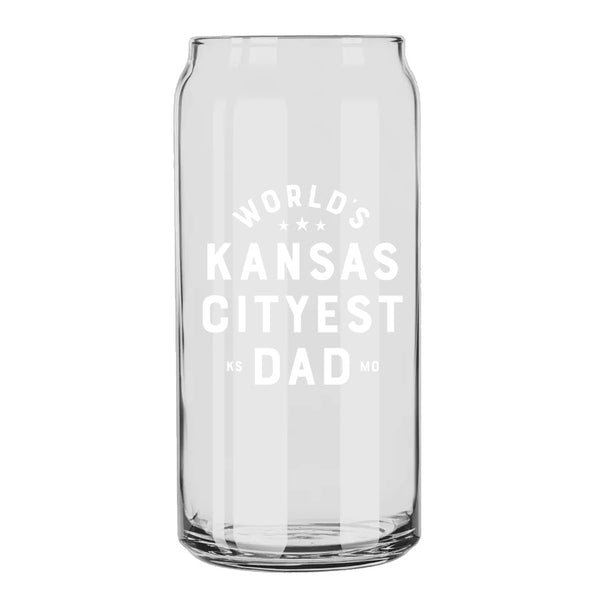 Flint & Field World's Kansas Cityest Dad Beer Can Glass