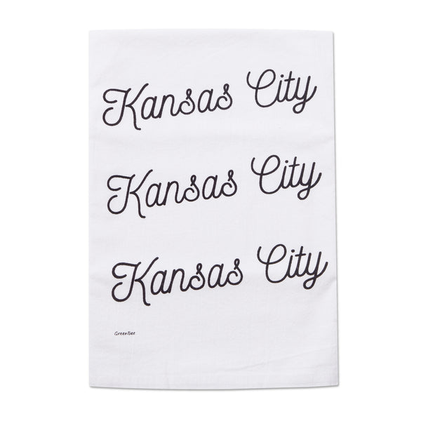 Green Bee KC Kansas City Script Tea Towel - Black