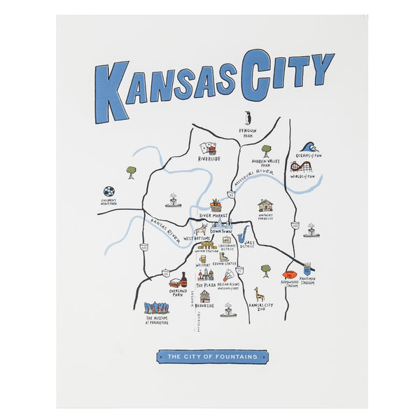 High Fancy Paper Kansas City Neighborhood Map Made In Kc 4457