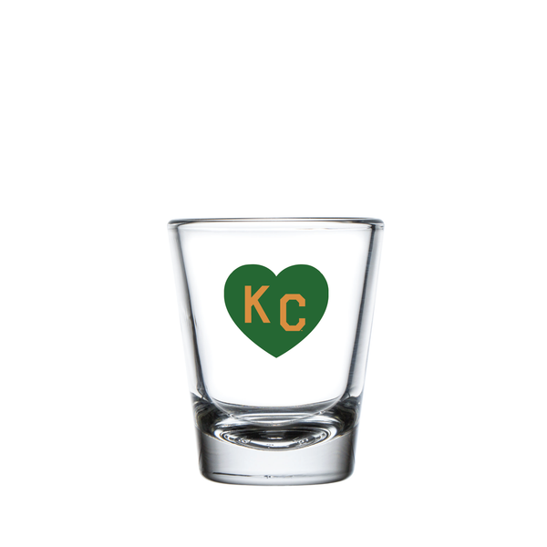 Made in KC x Charlie Hustle KC Heart Shot Glass: Green/Gold