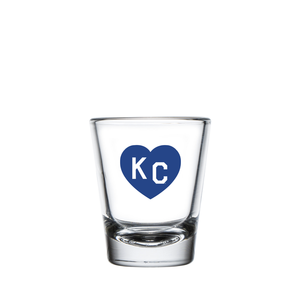 Made in KC x Charlie Hustle KC Heart Shot Glass: Royal Blue