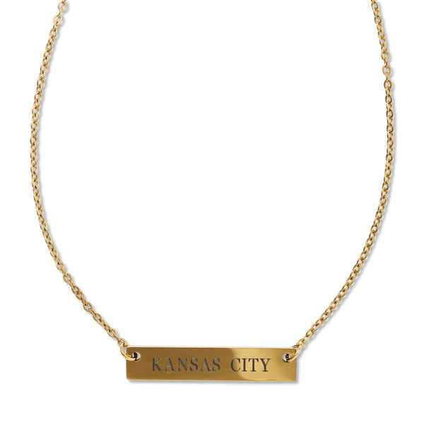 Kansas City Engraved Plate Necklace, Annie Austen