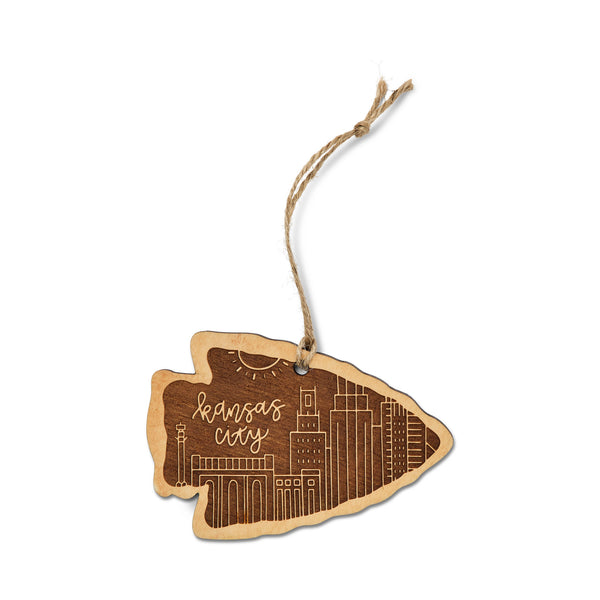 Arrowhead With Skyline Wood Ornament, Kari Lea & Company