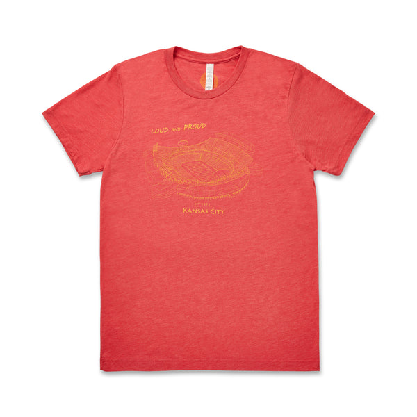 Football Stadium Red Tee, Designs by Patterson