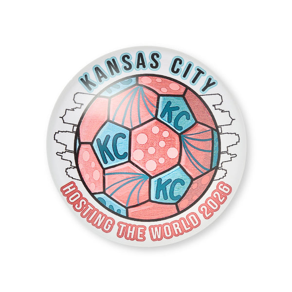Hosting the World 2026 Soccer Glass Magnet, Artist KC