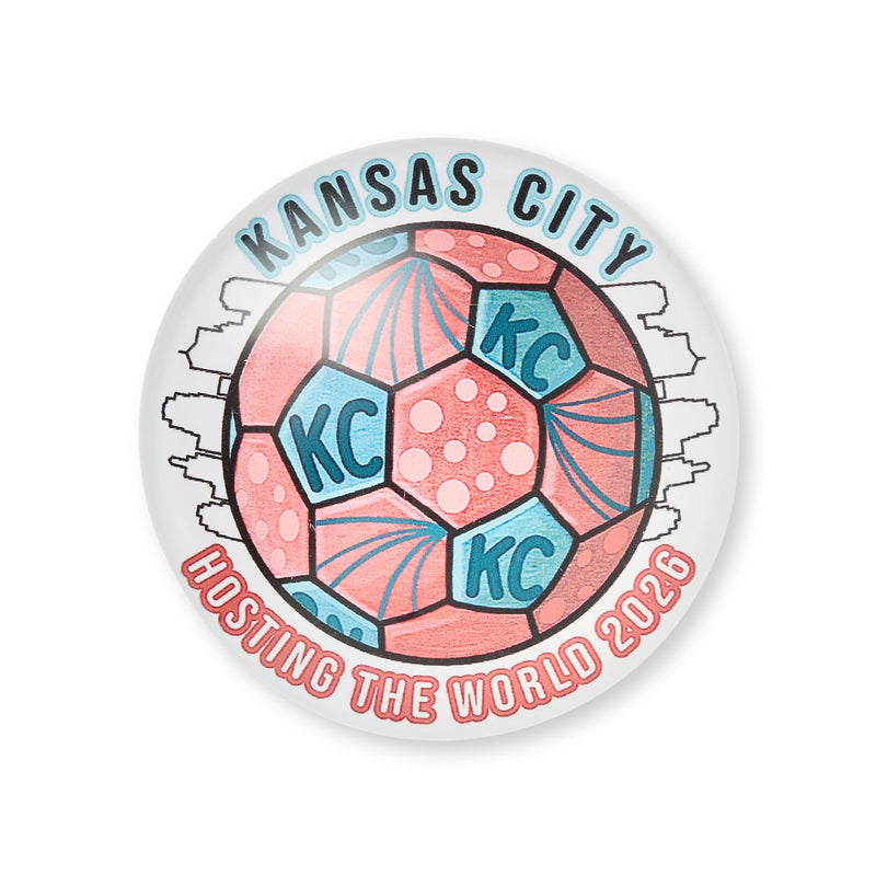 Hosting the World 2026 Soccer Glass Magnet, Artist KC – Made in KC