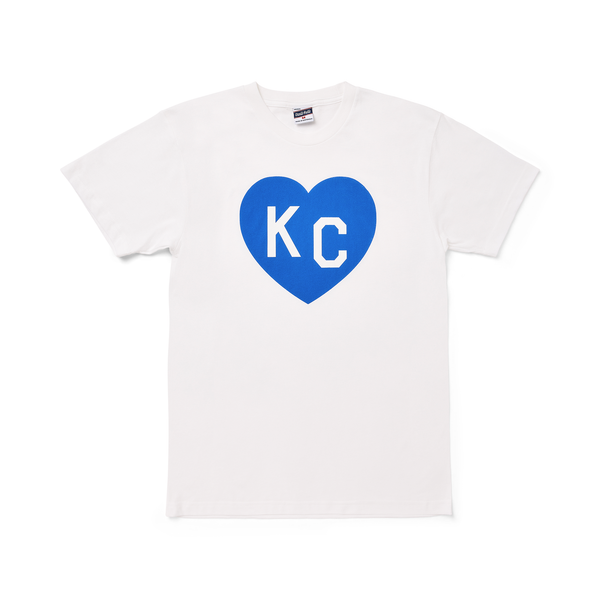 KC Heart Blue and Vintage White Tee, Charlie Hustle