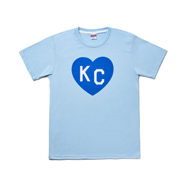 Charlie Hustle KC Heart Tee - Powder Blue with Blue Heart