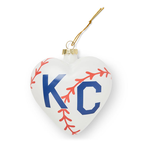 Charlie Hustle Ornament, Baseball Laces KC Heart