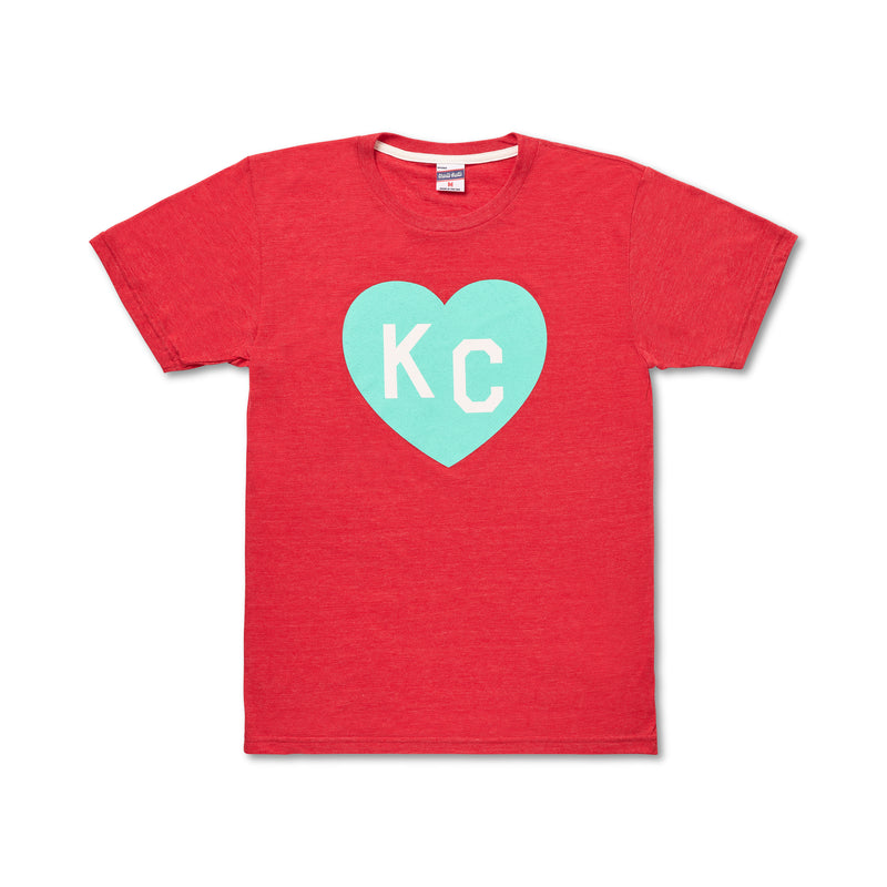 Charlie Hustle KC Heart Teal on Red, Adult & Kids