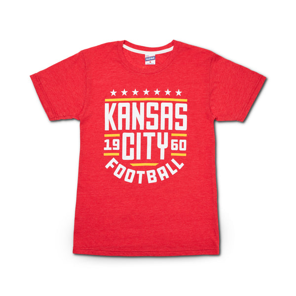 Charlie Hustle Kansas City Football Tee - Red, White and Gold