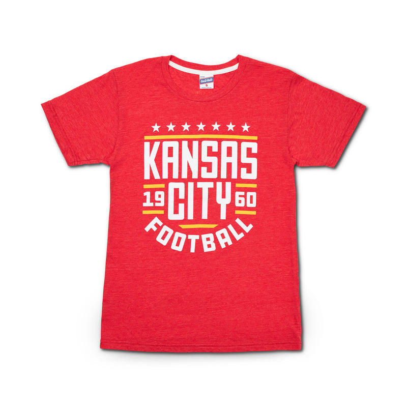 Charlie Hustle Kansas City Fußball-T-Shirt – Rot, Weiß und Gold