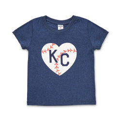 Charlie Hustle Baseball KC Heart Kids Tee - Navy