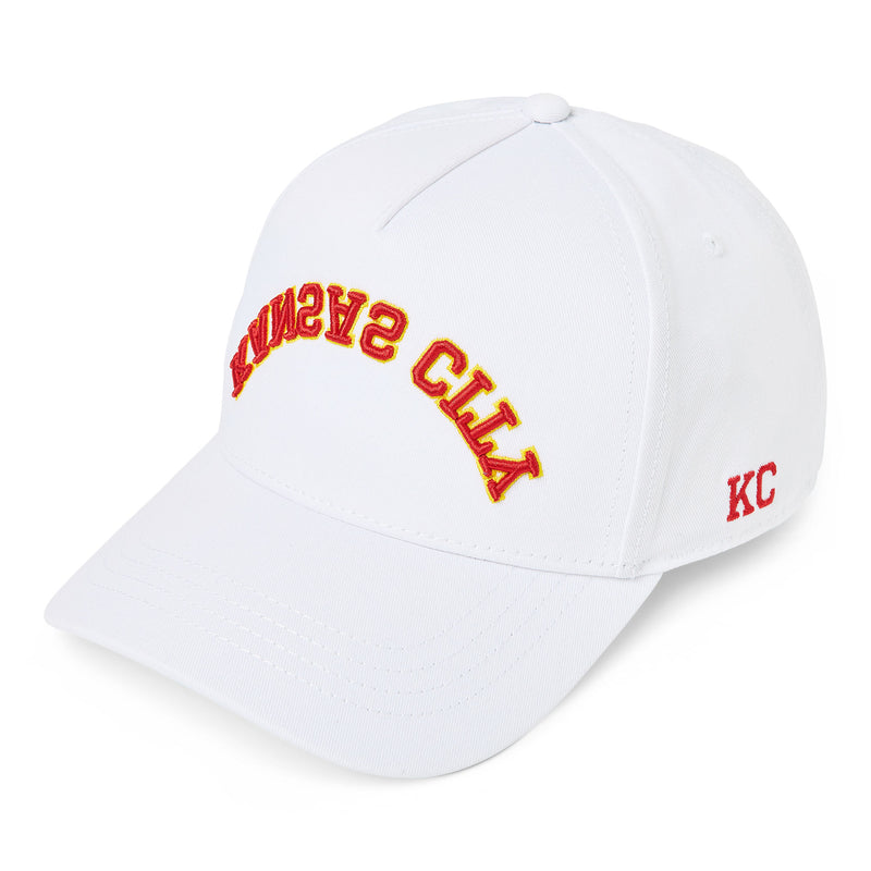 Upside Down Red/Yellow KC on White Dad Hat, City Brim Hats