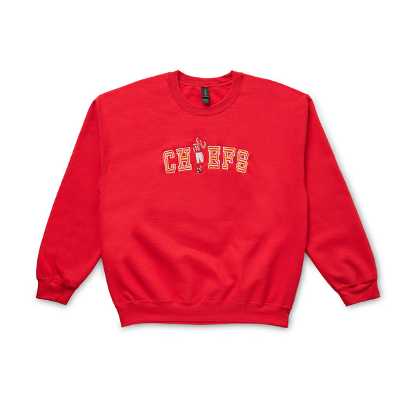 Red Mahomes Embroidered Sweatshirt, #15, Craft E. Embroidery