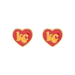 Desert Peach KC Heart, Red and Yellow Stud Earrings