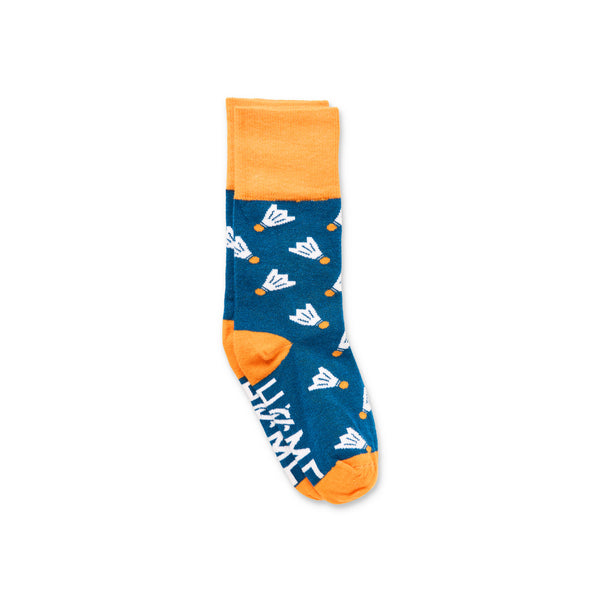 Navy and Orange Shuttlecock Socks, Adult and Kids, Home KC