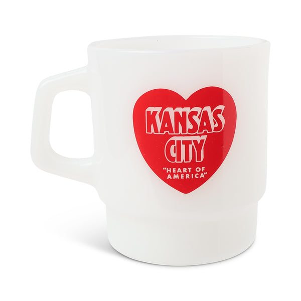 Kansas City "Heart of America" Milk Glass Mug, Made In KC Exclusive!