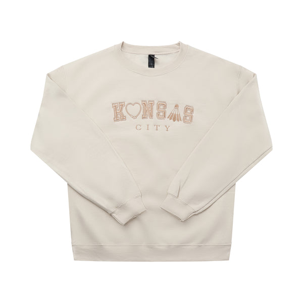 Neutral Kansas City Icons Embroidered Crew, Craft E Embroidery