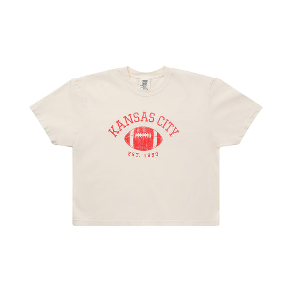 Kansas City Vintage Football Crop Tee, Carly Rae