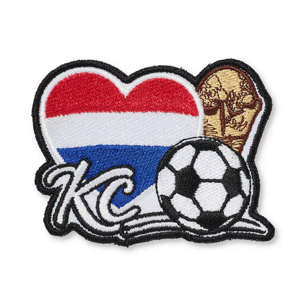 Soccer Heart Flag Patch, AMD Embroidery