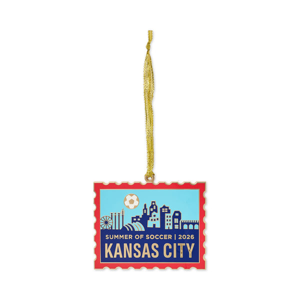 Summer of Soccer 2026 Postage Stamp Enamel Ornament, Ampersand