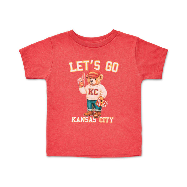Kid's Vintage Bear KC Tee, Red Rival