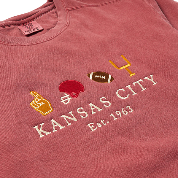 Red Friday Drop! Embroidered KC Football Icons Sweatshirt, Made In KC Exclusive