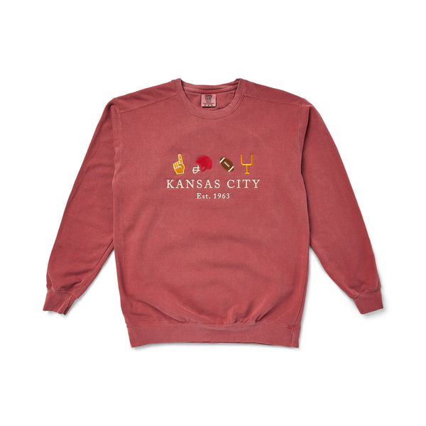 Red Friday Drop! Embroidered KC Football Icons Sweatshirt, Made In KC Exclusive