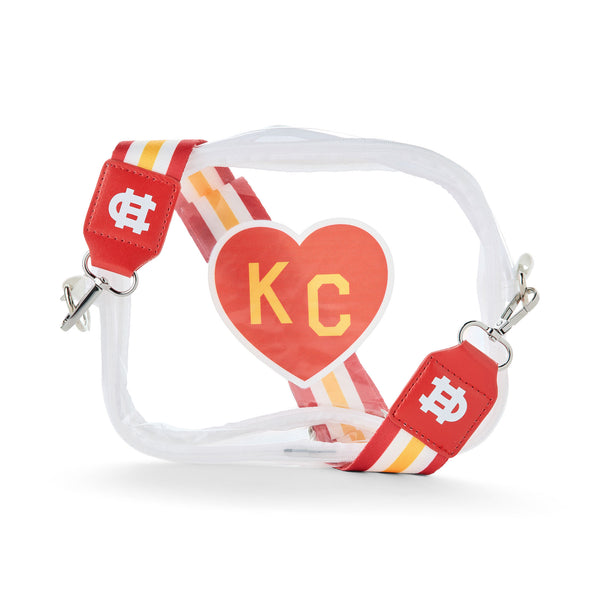 Red KC Heart Clear Crossbody Bag, Charlie Hustle