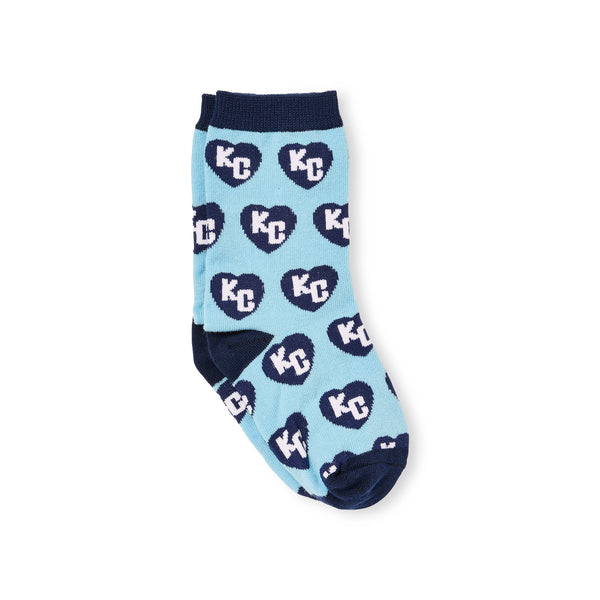 Kid's Light Blue/Royal Blue Heart Sock