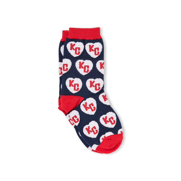 Kid's Red, White, and Blue Heart Sock