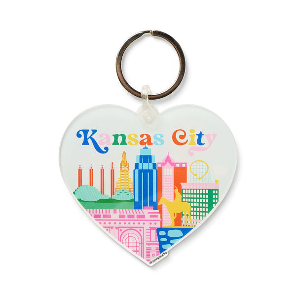Kansas City Skyline Heart Acrylic Keychain, ACira Studio