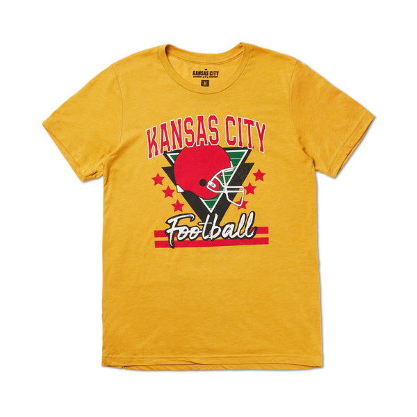 Kansas City Clothing Co. Gelbes KC-Fußball-T-Shirt im Retro-Stil