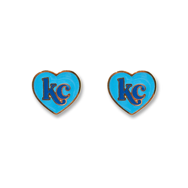 Desert Peach Blue KC Heart Stud Earrings