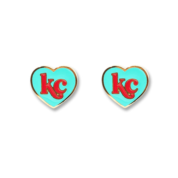 Desert Peach Current KC Heart Stud Earrings