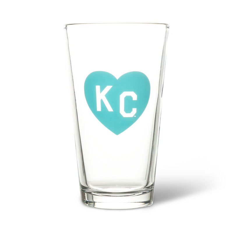 Made in KC x Charlie Hustle KC Heart Pint Glass: Teal