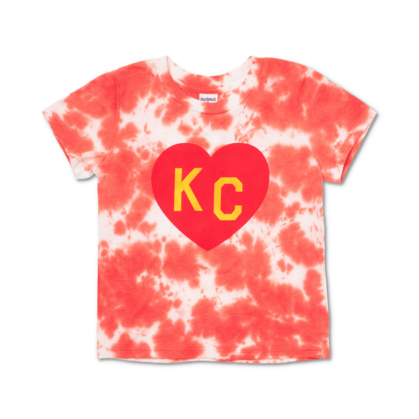 Charlie Hustle KC Heart Kids Tee - Red & Gold Tie Dye
