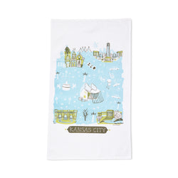 Tammy Smith Kansas City Landmarks Tea Towel - Green and Blue