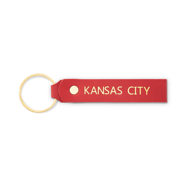 Kansas City Red and Gold Leather Keychain