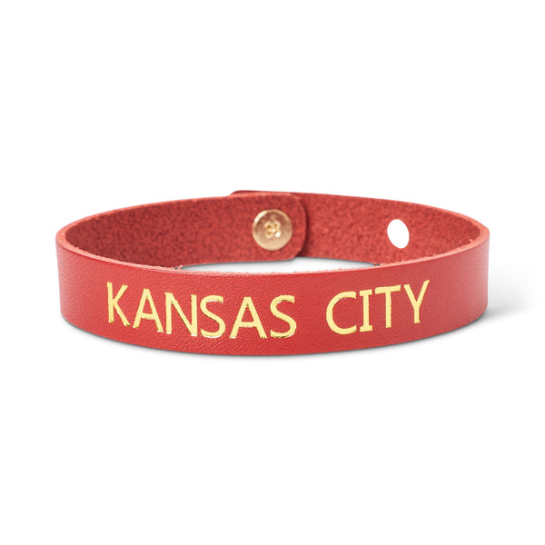 Kansas City Red Leather Bracelet, Madison Street Leather