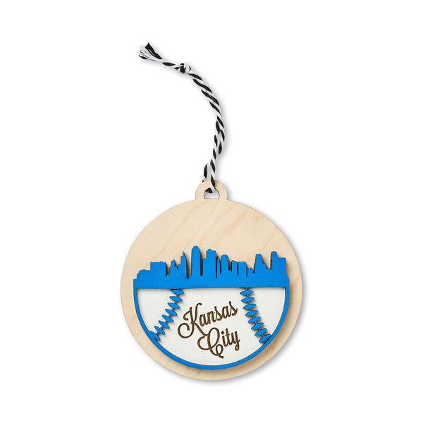 Baseball Skyline Wood Ornament, Fountain City Wood Co.